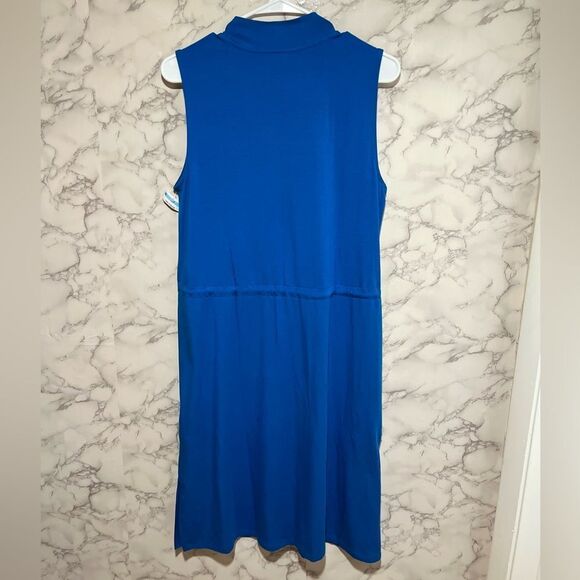 EILEEN FISHER Mock Neck Tie Waist Sleeveless Dress size S/P - Picture 9 of 10